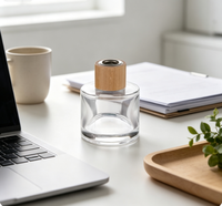 DY-C-125 DYEAH 30ml/50ml Vente en gros de diffuseurs en verre ronds avec couvercle en bois naturel, flacon vide pour parfum, pour l'aromathérapie