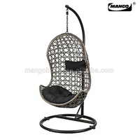 Chaise suspendue en rotin PE pour balcon, jardin, meubles d'extérieur, balançoire de patio avec support