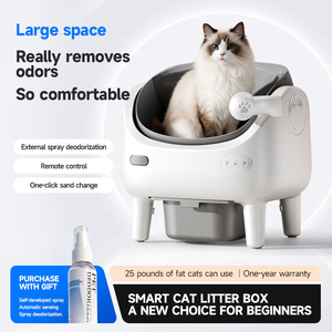Litière Intelligente Désodorisante pour Chat avec Pulvérisation et Purification, Toilette pour Animaux à Changement de Sable en Un Clic, Blanc Hiver - Product Image 2