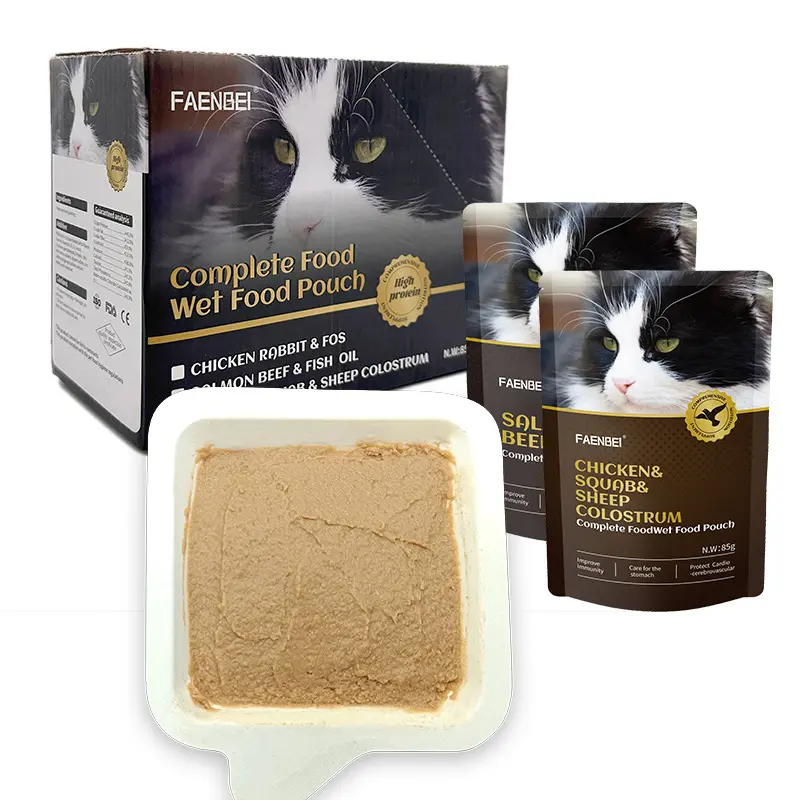 Makanan kokot perawatan hewan peliharaan untuk kucing penjualan laris Makanan basah sehat dengan berbagai rasa 85g grosir pabrik kotak