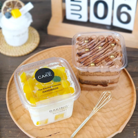 Gobelet carré transparent en PET de qualité alimentaire de 14 oz pour desserts, puddings, parfaits, amuse-gueules, glaces, yaourts, mousses, avec couvercle, idéal pour les fêtes