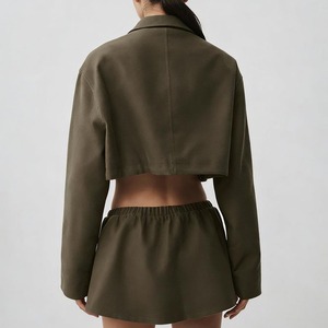 ชุดแจ็คเก็ตครอปตัวสั้นแบบผูกเชือก 2 ชิ้น ยี่ห้อ YIYI พร้อมกระเป๋า ชุดกระโปรงเทนนิสเอวผูกเชือกสำหรับผู้หญิง พร้อมกางเกงขาสั้นในตัว - Product Image 3