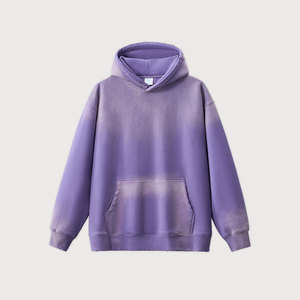 Personalized Wholesale 3D Embroidery Acid Wash Retro Heavyweight Gradient Hoodie Superior Quality Oversized <b>Zipper</b> <b>Jacket</b> 100% - Product Image 1