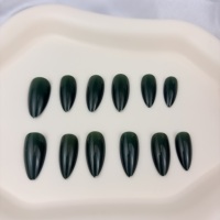 Faux ongles longs à presser vert foncé personnalisés, couleur unie émeraude brillante en gel ABS, vente en gros OEM