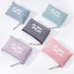 Custom Logo Printed Canvas Makeup Bag Blank Pink Basics Toiletry Zipper Bag Wholesale Fashion Canvas Cotton Travel Cosmetic Bags