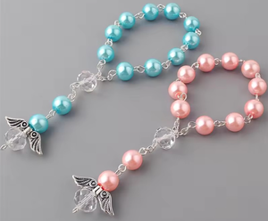 Boda Bautismo Rosario católico Cristal Perla Cuentas Rosario Mini rosarios con Ángel PARA LA <span class=keywords><strong>Primera</strong></span> Comunión Bautismo Favores de fiesta - Product Image 2