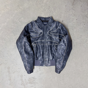 Áo khoác da cổ điển, cỡ lớn, nặng, có khóa kéo, phản quang 3m, chất liệu da cao cấp, sản xuất bởi nhà máy sản xuất áo khoác da chất lượng cao - Product Image 1