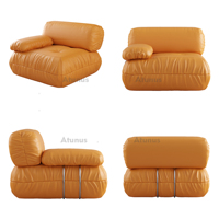 Sofá Modular Seccional de Piel Sintética de Estilo Nórdico Minimalista Atunus, Sofá de Cuero en Forma de U Amarillo para Sala de Estar de Lujo Industrial