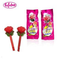 Bâton fluorescent en forme de rose, sucettes scintillantes aux fruits douces, 1 pièce