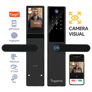 Tropernic Keyless kỹ thuật số lổ nhìn trộm máy ảnh Wifi chốt điện bàn phím ngón tay in <span class=keywords><strong>Reader</strong></span> sinh trắc học ổ khóa thông minh - Product Image 1