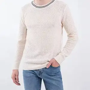 Soiling Custom LOGO Autumn Winter Men's Match Color Crew-neck Jumper Long Sleeve Fashion Pullover Knit Sweater