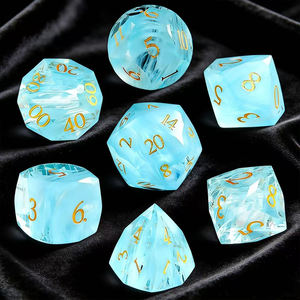 16mm 다면체 프리즘 D&D 주사위 세트 - 7개입 하늘색 유리 게임용 주사위 (테이블탑 롤플레잉 게임용) - Product Image 2