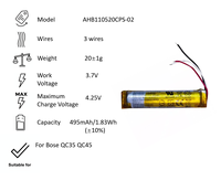 Baterai Lithium Polimer AHB110520CPS-02 3 Kabel AHB110520CPS QC 35 45 2 02 495mAh 3.7V untuk QC35 QC45