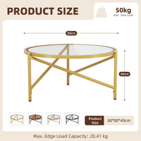 Table basse moderne en bois avec plateau en verre, structure en bois écologique, support croisé stable, table d'appoint, assemblage facile, salon