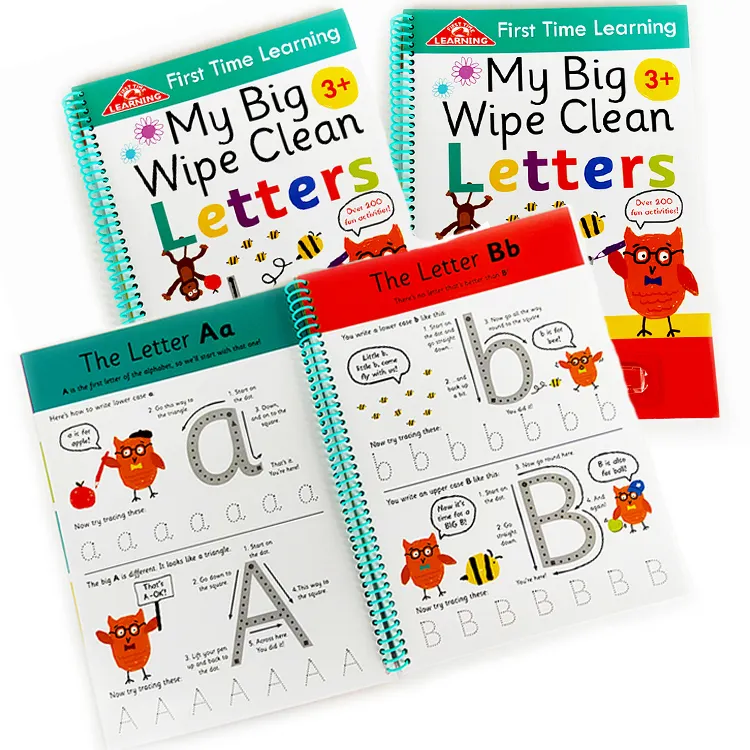 Clean Activity Books dry erase book Custom Children Alphabet Letter ABC Learn To Write Preschool Practice