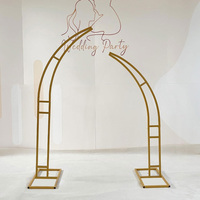 Arche de mariage en métal de haute qualité, ensemble de 2 pièces, design floral doré pour la décoration de la scène de mariage, support d'arche de mariage