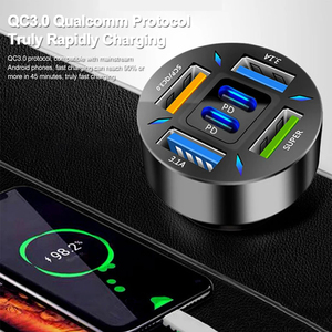 Chargeur USB 66W pour voiture Charge rapide PD QC3.0 avec voltmètre allume-cigare pour iPhone 15 14 Samsung <span class=keywords><strong>Xiaomi</strong></span> - Product Image 3