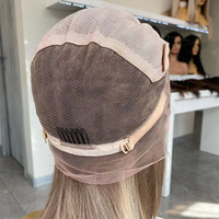 Peluca de Cabello Humano con Encaje Completo 13x4, 12 Pulgadas, Lisa, Color Rubio Ceniza Ombre, Estilo Bob, 150% de Densidad, Sin Pegamento