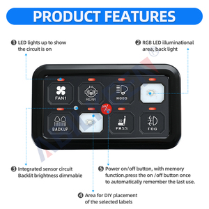 Aibeiken RGB 8 gang 12 gang P2 bảng chuyển đổi điều khiển cảm ứng 12V 24V OEM nhà máy bằng sáng chế tùy chỉnh cho tự động/Thuyền biển/Xe Tải - Product Image 5