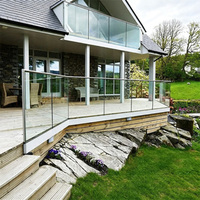 EKOO Garde-corps en verre moderne à installation facile pour terrasse, design en aluminium à profil en U, pour balcon et véranda