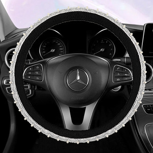 Housse de <span class=keywords><strong>volant</strong></span> de voiture en dentelle avec perles imitation luxe, 36cm 38cm, universelle, antidérapante, pour femmes, Toyota, Honda, Nissan - Product Image 3
