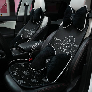 Housses de siège de voiture en peluche, ensemble complet, design fleur de camélia, coussins de siège avant chauds et antidérapants, utilisation quatre saisons - Product Image 3