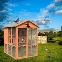 Poulailler en bois amovible de grande taille pour poules et pigeons avec enclos extérieur