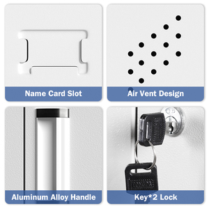 ตู้เก็บของโลหะ2ประตูตู้เก็บของตู้เสื้อผ้าตู้เก็บของงานหนักของพนักงานพร้อมก้านแขวนที่ล็อคได้ตู้ตู้เสื้อผ้า - Product Image 5