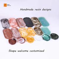 Handgemachte Poly resin Serviert ablett Multifunktions-Marmor Textur Wirbel dekorative ovale Form für Hotel Restaurant Heimgebrauch