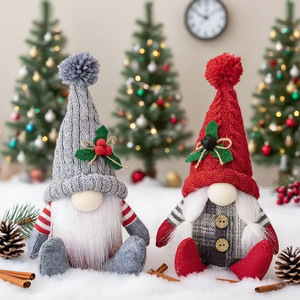 Décoration de Noël, poupée en tricot, Père Noël, jouet en peluche, gnomes pour la décoration de Noël, de la maison et des fenêtres - Product Image 1