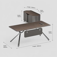 Escritorio Profesional para CEO con Patas Metálicas Arquitectónicas, Tablero MDF E1, Pintura a Base de Agua, Mueble de Oficina para Gerentes
