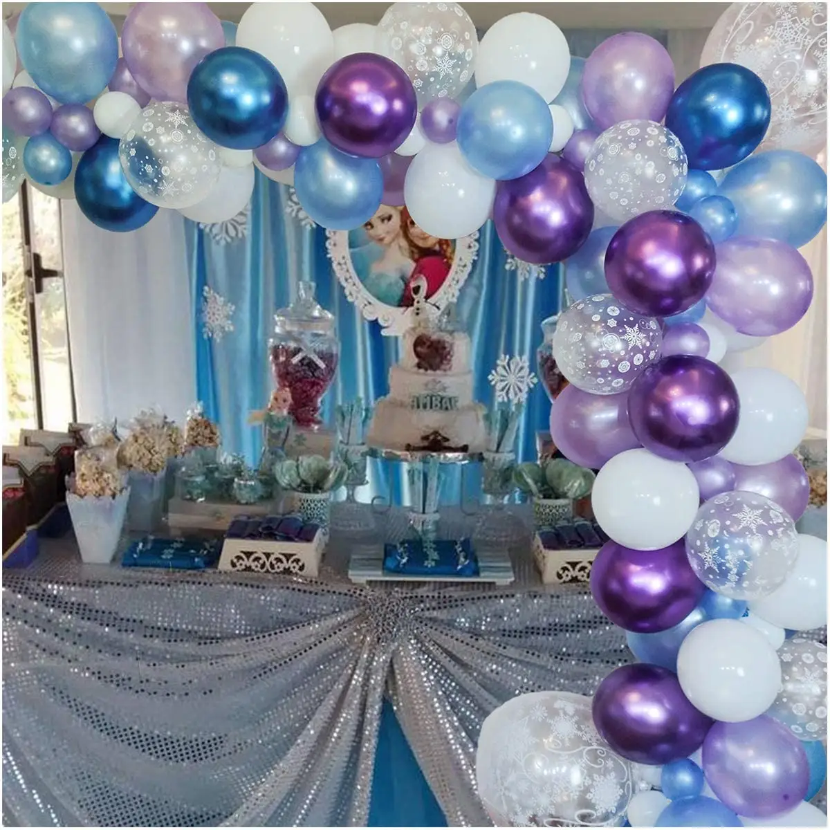 Sneeuwvlok Paars En Blauw Latex Ballon Garland Arch Kit Voor Bevroren/Ice Princess Party Decoratie