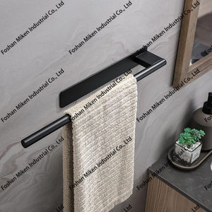 दीवार कोई ड्रिलिंग बाथरूम तौलिया धारक काले चिपकने वाला स्टेनलेस स्टील एकल तौलिया धारक - Product Image 4