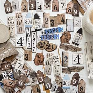 Paquete de 50 Hojas de Pegatinas en Inglés, Papel para Envolver, Serie de Idiomas en Madera, Materiales Creativos de Estilo Retro - Product Image 3