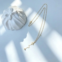 Collier Lariat en Or Massif 18K (AU750) en Forme de Y avec Trèfle à Quatre Feuilles, Réglable, pour Femme, Bijoux en Or, Vente en Gros