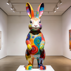 Vendita Diretta dalla Fabbrica di Popolari Sculture di Coniglio in Fibra di Vetro in Stile Artistico per Decorazioni. - Product Image 1