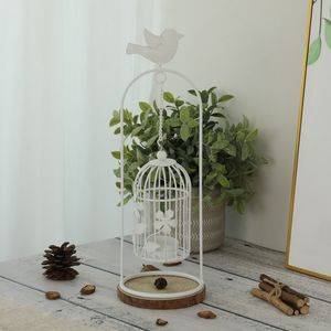 Delicate Wrought Iron Birdcage Tea Light Candle Holder <strong>White</strong> <strong>Candlestick</strong> for Home Decor Party - Product Image 1