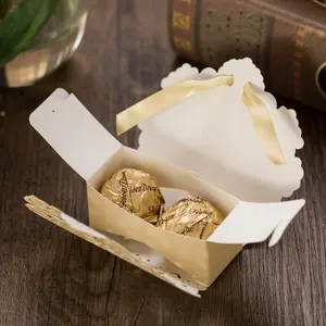 Scatola di caramelle di nozze regalo di imballaggio di cioccolato di carta ecologica intagliata vuota all'ingrosso