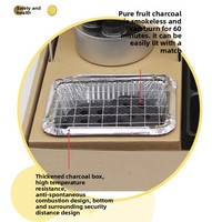 Ensemble de boîte à bento avec gril à charbon pliable en acier inoxydable thermolaqué, portable, avec dispositif de sécurité flamme et logo personnalisé