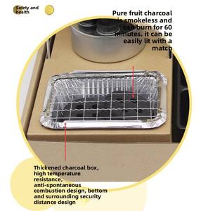 Özel Logo tek kullanımlık taşınabilir toz kaplı paslanmaz çelik katlanır kömür ızgara alev güvenlik cihazı Bento yemek kabı seti - Product Image 4