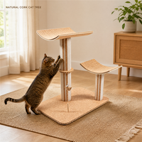 Petit arbre à chat écologique en liège, double colonne, design croissant, griffoir ondulé, style minimaliste moderne pour