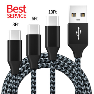 Naylon örgü tipi C hızlı şarj gemi hazır 1M 2M 3m USB mikro kablo işık tarih kablosu telefon ve bilgisayar için uyumlu IOS - Product Image 2
