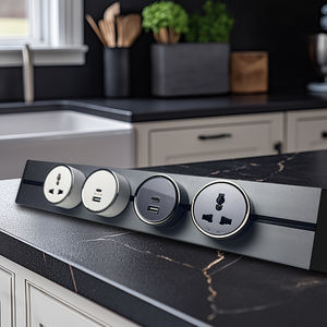VBQN Universelle Aluminium-Wandmontage Küchen-Steckdosenleiste Versteckte Stromschiene Elektrische Steckdose mit USB-Anschluss - Product Image 6