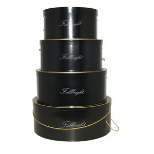 Factory Custom Wholesale White Black High Quality Luxury Handle Round Hat Box Paper Tube Packaging For Flowers