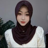 Voile instantané en éponge douce, forme fantaisie, orné de cristaux, style décontracté et simple, pour femmes musulmanes, style Dubaï