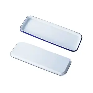 MERVEILLEUX gros haute température grande capacité <span class=keywords><strong>blanc</strong></span> rectangulaire en <span class=keywords><strong>acier</strong></span> au carbone émail camping plateau plats assiettes - Product Image 1
