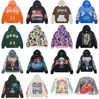 Sweat à capuche décontracté pour homme ROUGHPLAY DUAA de haute qualité, style streetwear hip-hop, épaules tombantes, délavé vintage, détails en strass