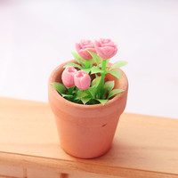 Supplier Grosir Pot Bunga Mawar untuk Aksesoris Rumah Boneka Diy Scene