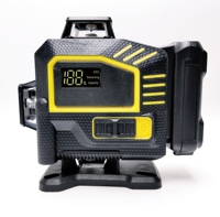 Niveau laser vert super lumineux 4D à 16 lignes de haute précision, ensemble complet avec housse en caoutchouc, kit de niveau laser avec trépied réglable