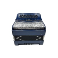 SEASOUND Accordéon professionnel 34 boutons 12 basses 3 registres bleu profond avec grille argentée JB3412C Instrument de musique OEM